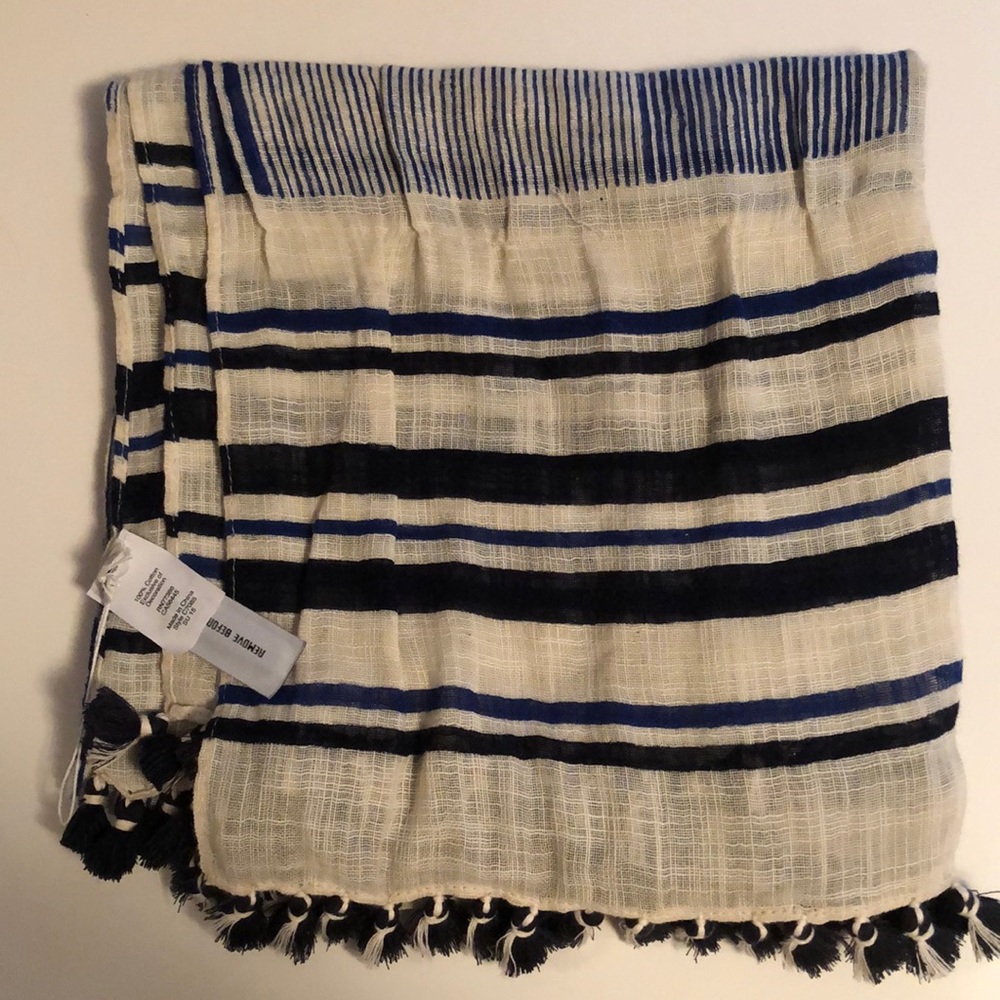 Madewell Navy & Cream Patterned Scarf